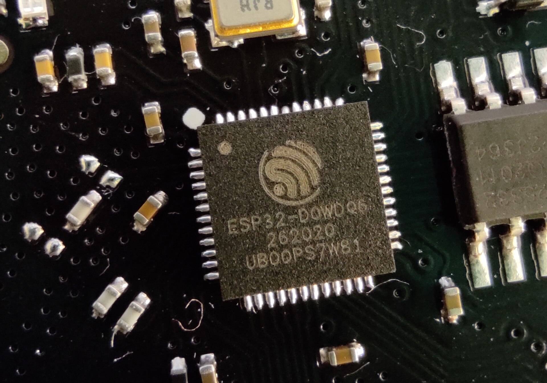 An ESP32 microcontroller board