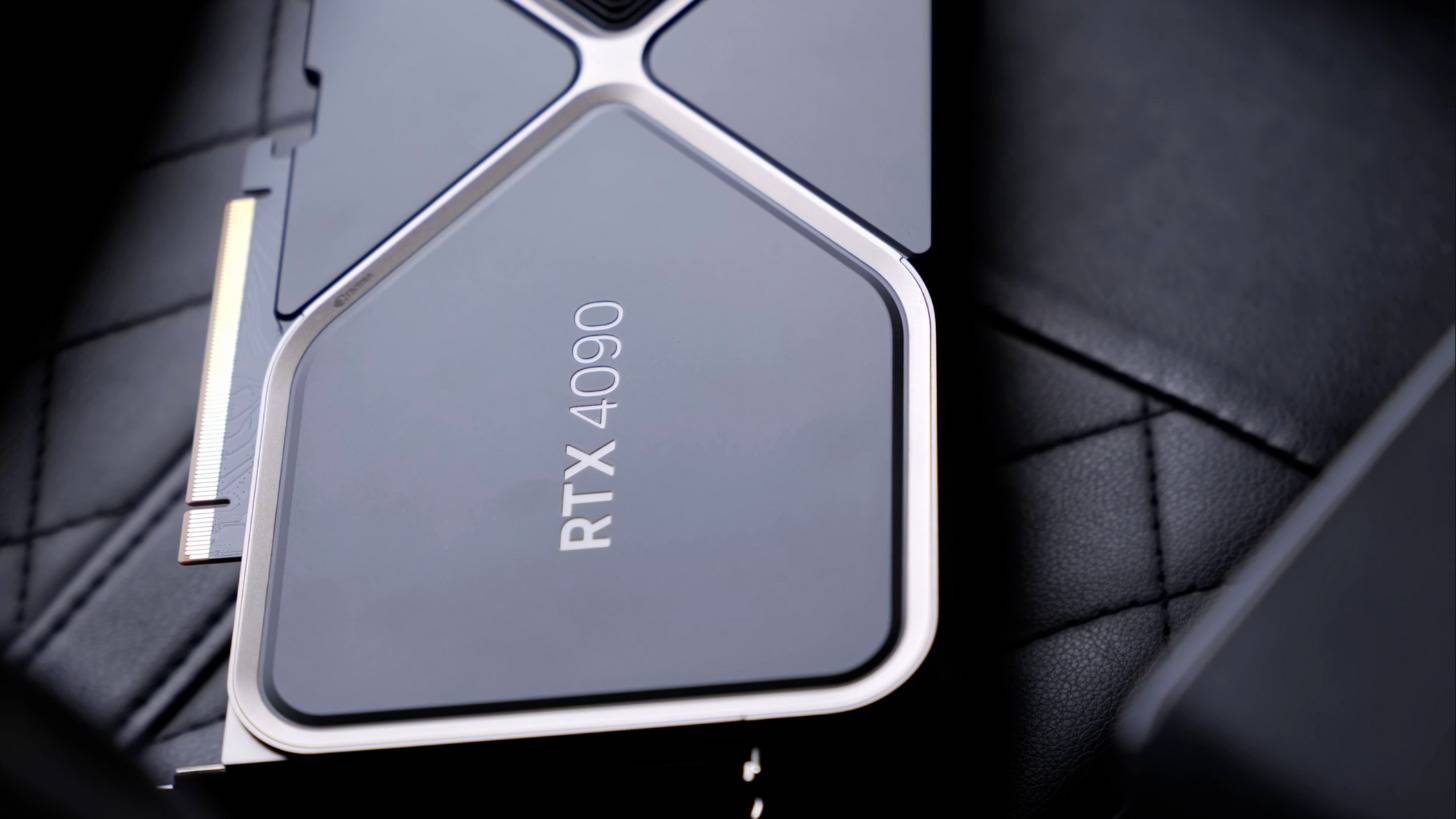 Close-up of an NVIDIA GeForce RTX 4090 graphics card