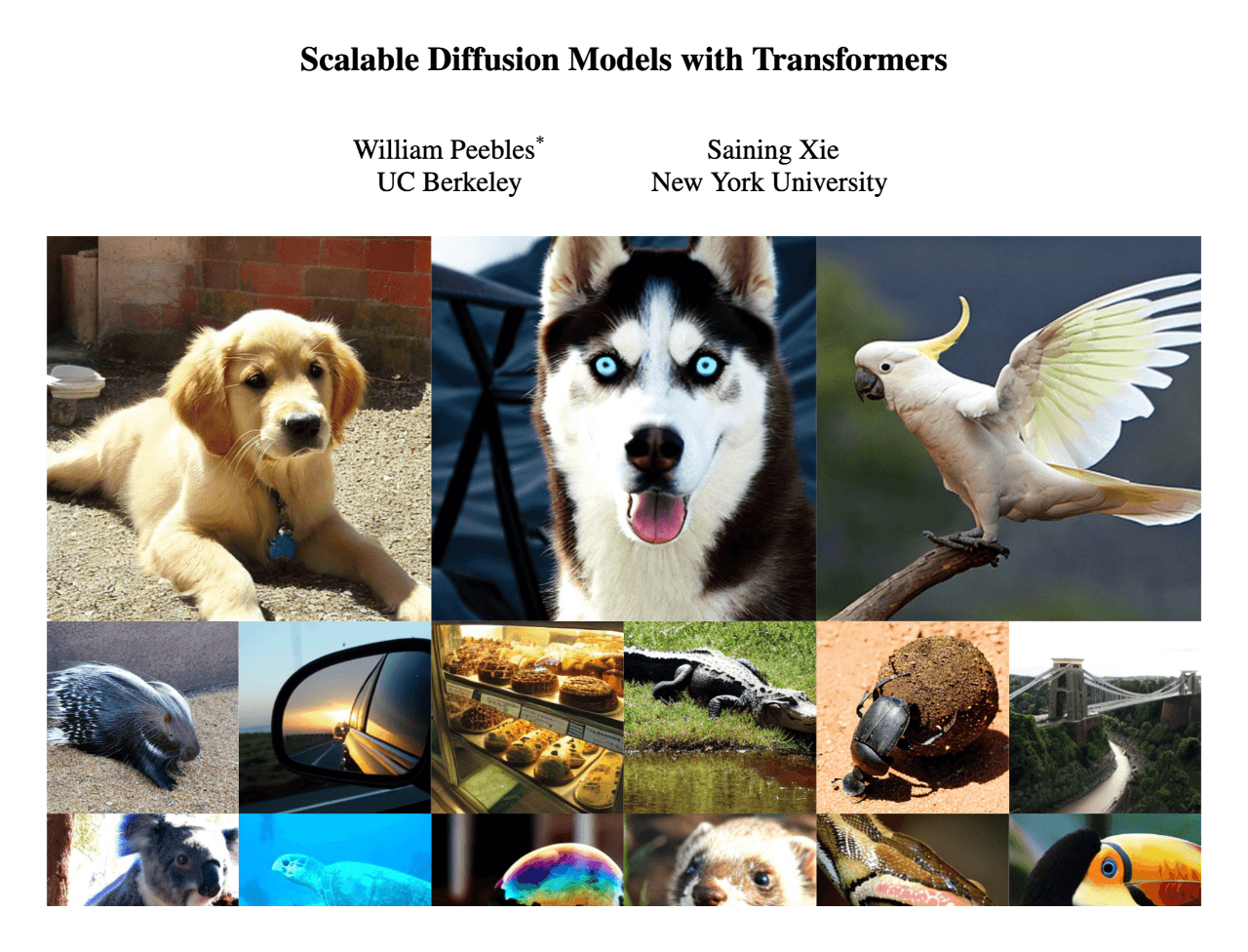 Title and abstract of Scalable Diffusion Models with Transformers, Peebles and Xie, 2022