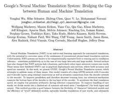 Title and abstract of "Google's Neural Machine Translation System", Wu et al., 2016
